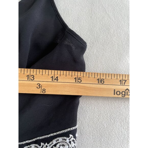 Ann Taylor Loft Sleeveless Black Dress With Silver Embroidery Size 6 Whimsigoth - Picture 4 of 8
